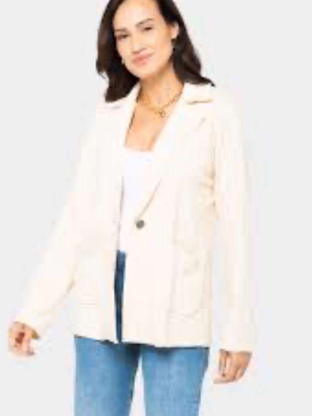 Peace Love World Light Cream French Terry Single-Button Blazer Sz XXS